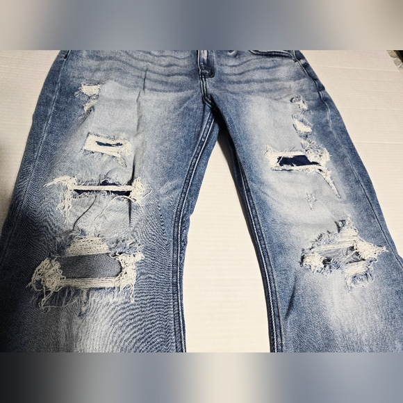 Kancan Distressed Flare Jeans Raw Hem Bell Bottom Light Wash Size 33 - Picture 5 of 16